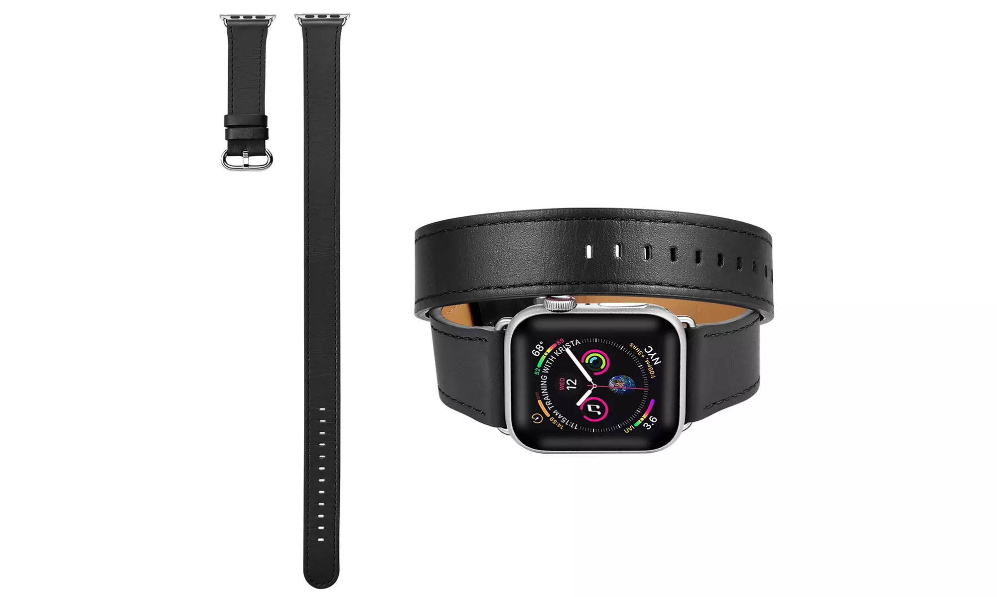 Posh Tech Double-Wrap Leather Band for Apple Watch Series 1, 2, 3, 4, 5 - Second Medium