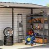 Image 3: Outsunny Galvanised Metal Garden Shed with Foundation Kit 5ft x 9ft 