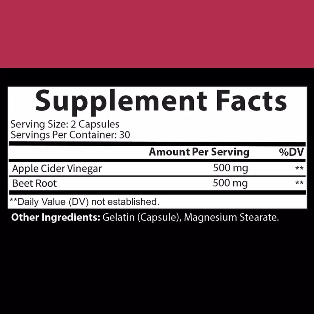 500 mg Apple Cider Vinegar & Beet Root Capsules from Angry Supplements