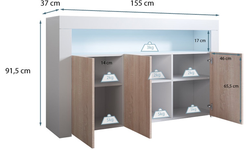 Image 11: Buffet "Aker" avec lumières LED intégrées