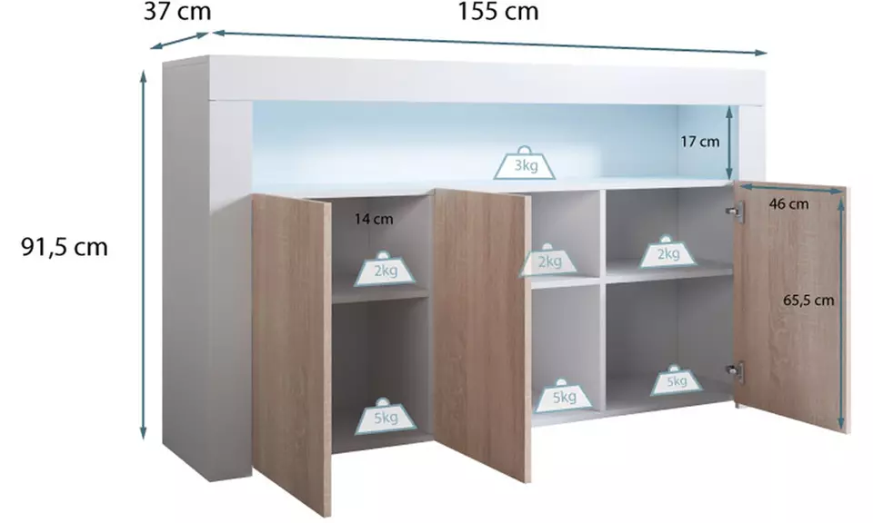 Buffet "Aker" avec lumières LED intégrées