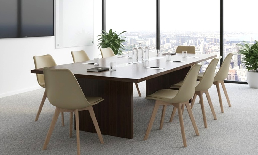 Image 20: Set 4 sedie in ecopelle e legno di faggio