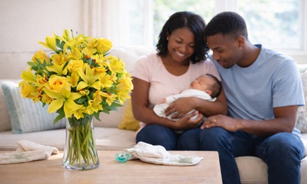 Spirit of Sunshine Bouquet with Vase & Delivery Included - Blooms Today - Bouquet Specific Deal