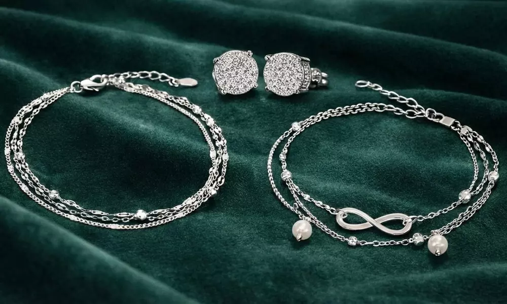 1x oder 2x 3-tlg. Schmuck-Set mit Zirkonia