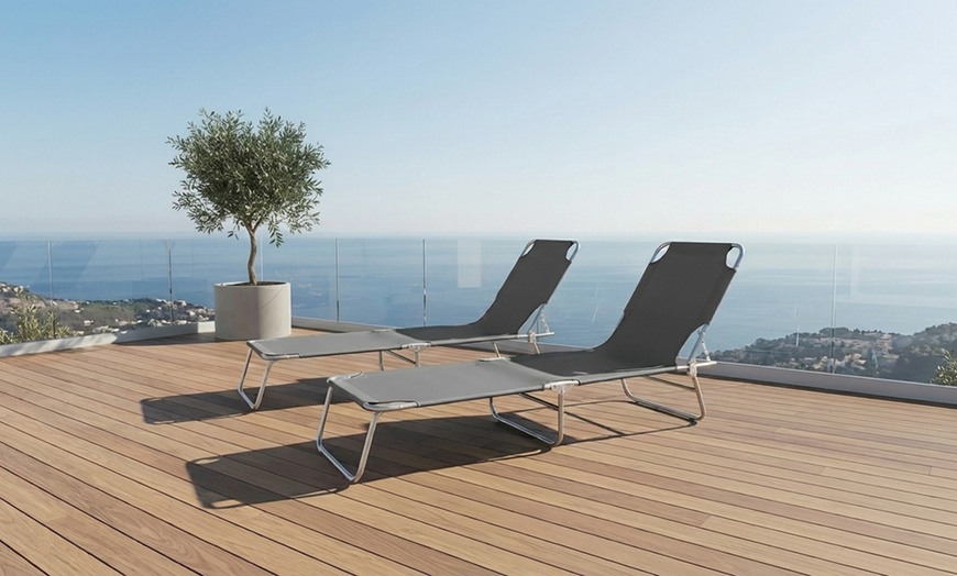 Image 9: Ensemble de 2 chaises longues réglables
