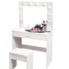 Image 4: White Dressing Table Makeup Desk With Stool and LED Lights