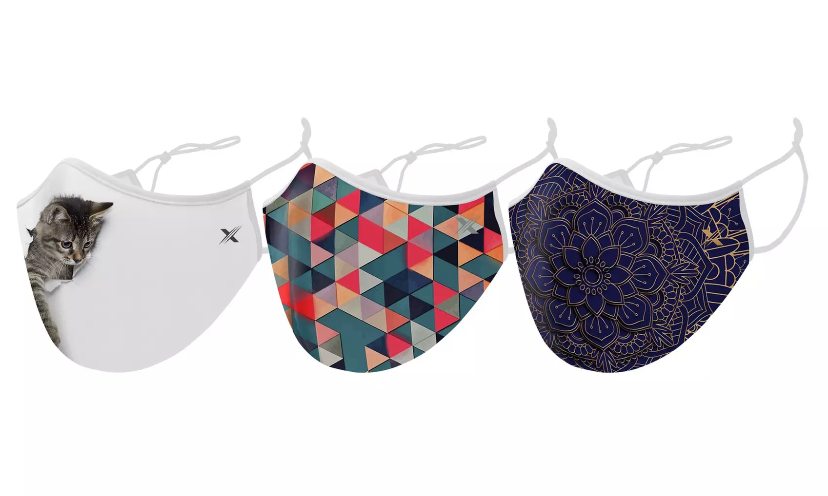 Patterned Double Layer Face Mask With Adjustable Earloop (3-Pack)