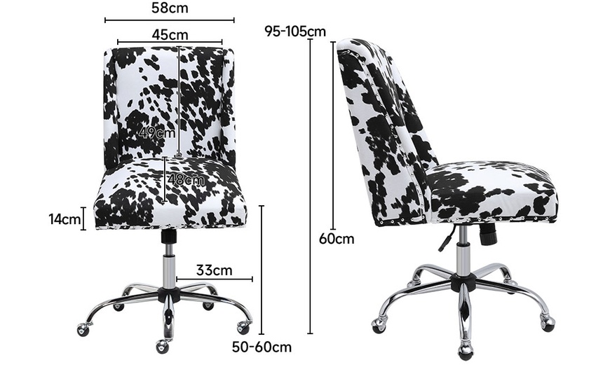 Image 10: Swivel Office Chair with Milk Cow Print