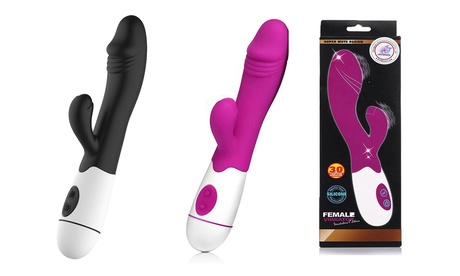 Waterproof G Spot Clitoris Rabbit Vibrator with 30 Vibrations Magic Wand Rose Red