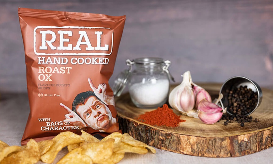 Image 2: Real Hand Cooked Roast Ox Crisps - 24 x 35g Bags, Bold & Meaty Flavour