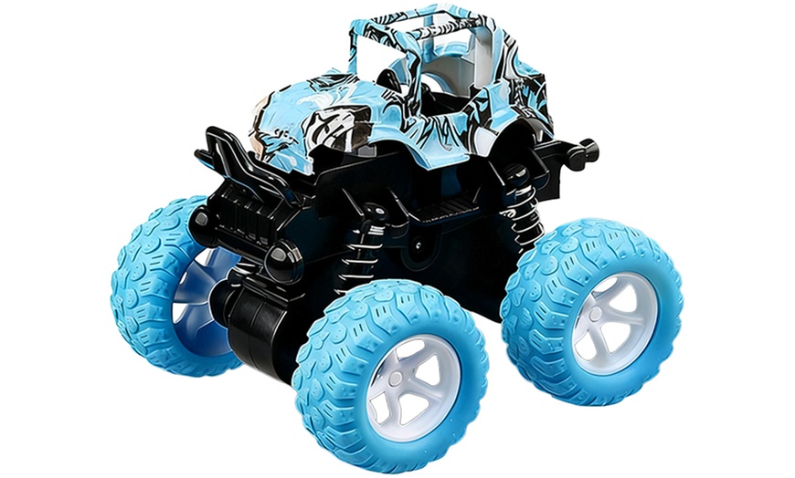 Image 4: 4-Pack 360° Rotating Mini Off-Road Pull-Back Cars for Kids