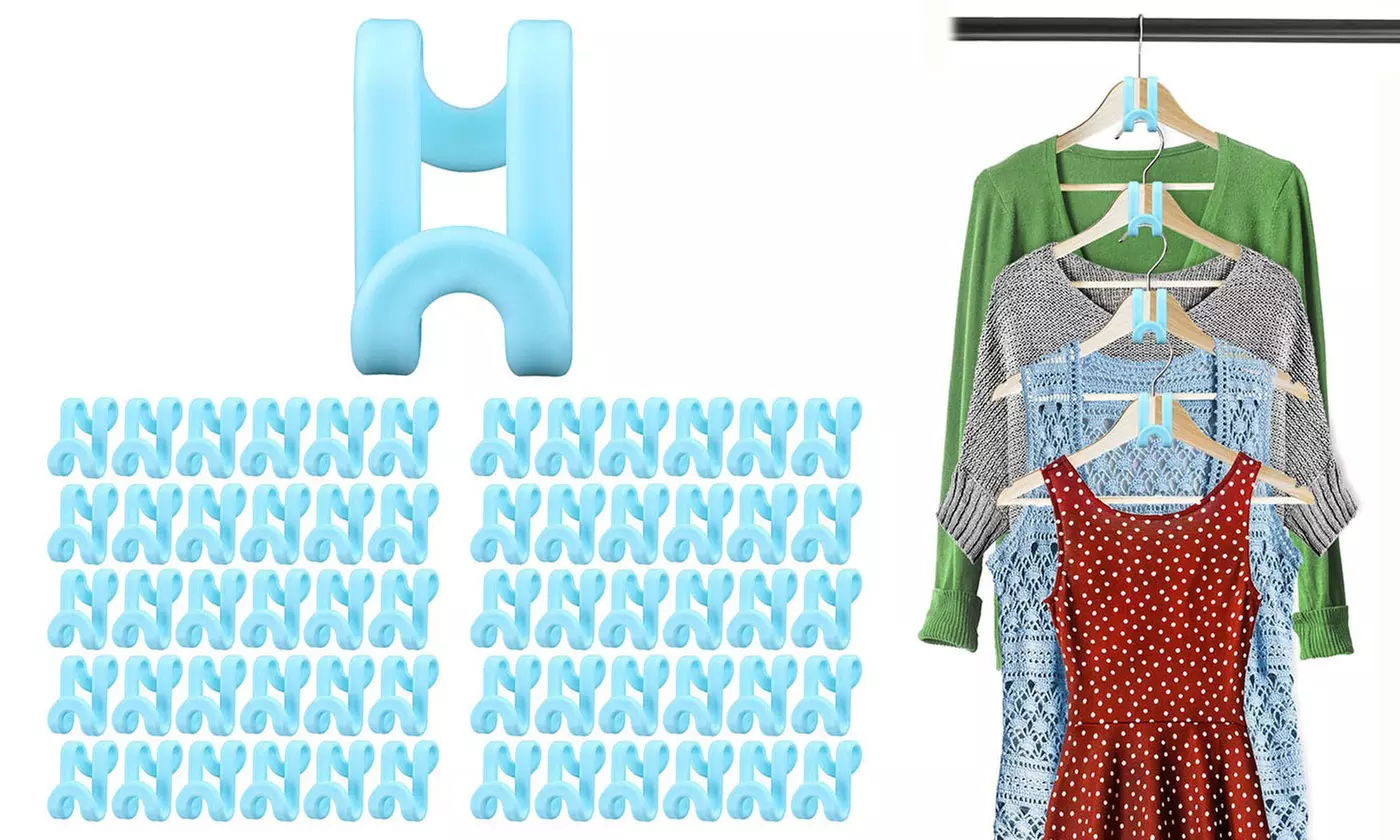 60 PCS Heavy Duty Clothes Hanger Connector Hooks Space Saving Extender Clips