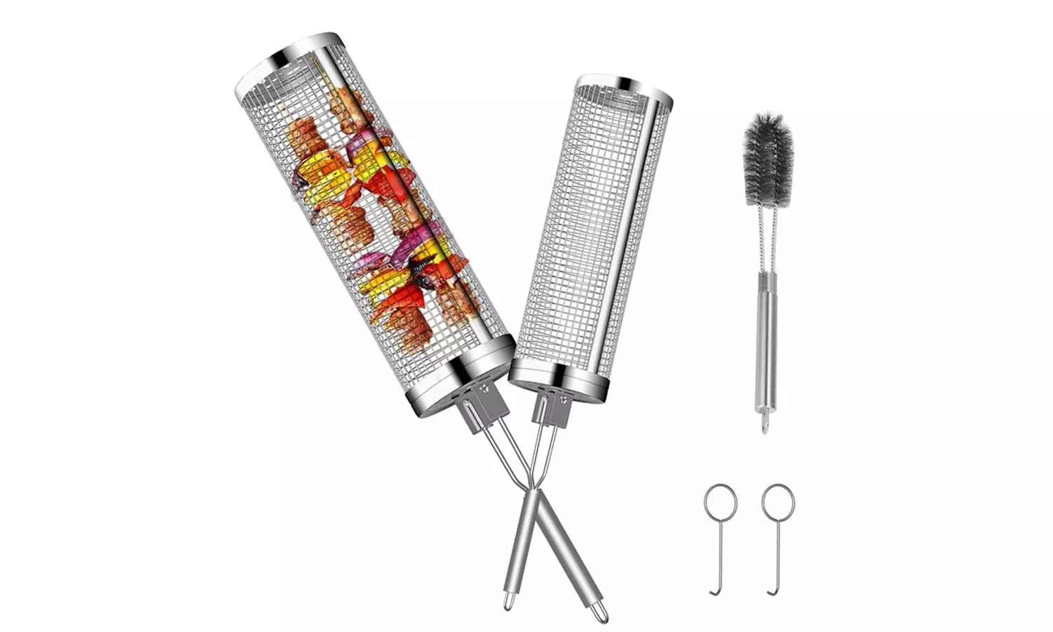 iMounTEK Two-Pack 360-Degree Rolling Stainless Steel Grill Basket