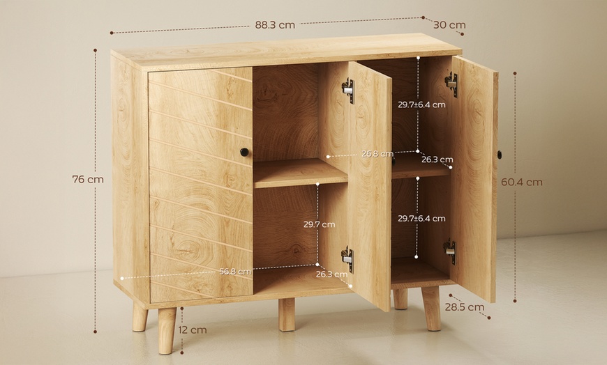 Image 6: HomCom Vintage Style Sideboard Cabinet with Classic Wood-Effect Design