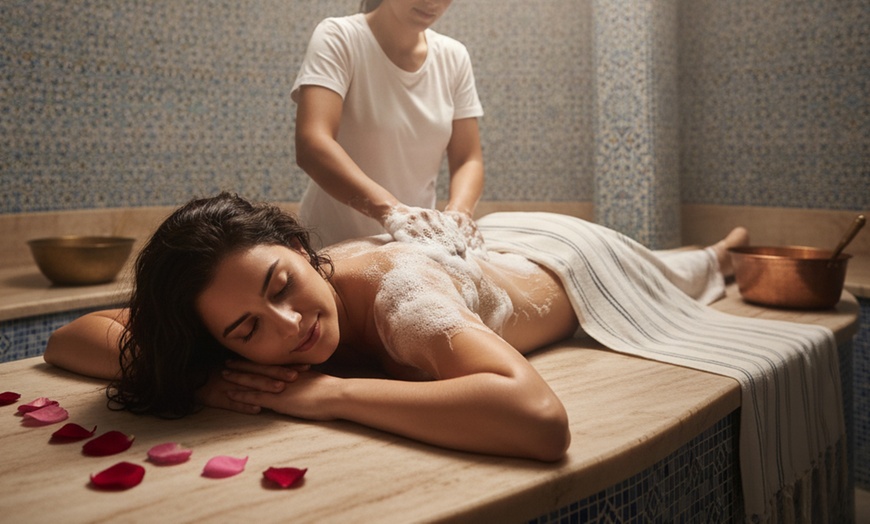 Image 1: Moroccan Bath (60/90 mins) or w/ Optional Classic Mani & Pedi(60 Mins)