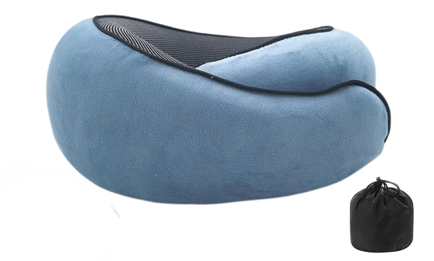 Image 12: Memory Foam Neck-Support Travel Pillow