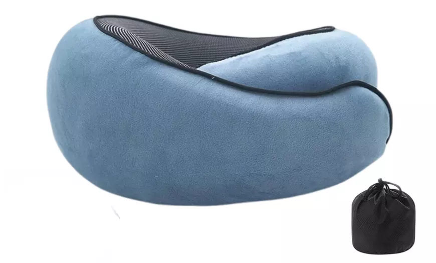 Image 12: Memory Foam Neck-Support Travel Pillow