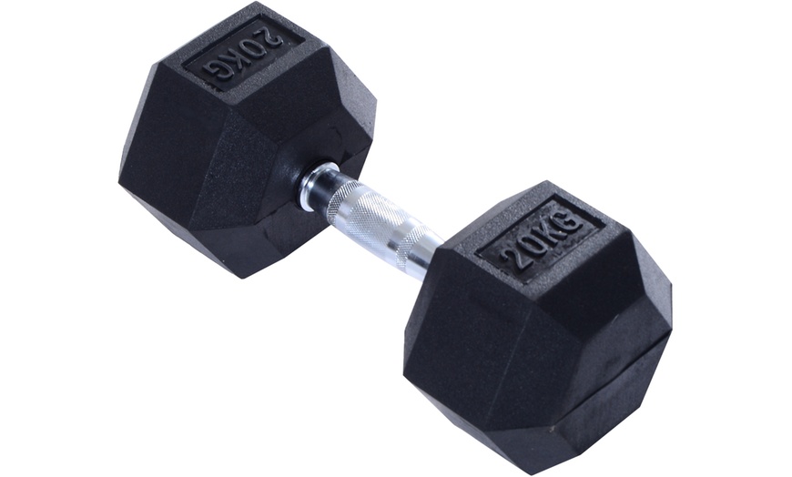 Image 15: Rubber Hexagonal Dumbbells