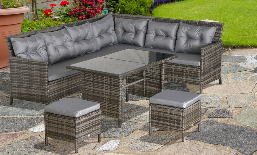 Image 10: Outsunny 8 Seater Rattan Effect Garden Dining Set with Table