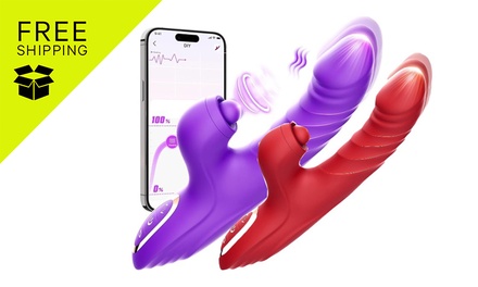 G Spot Vibrator Thrusting Dildo x1 - Red; Free Shipping