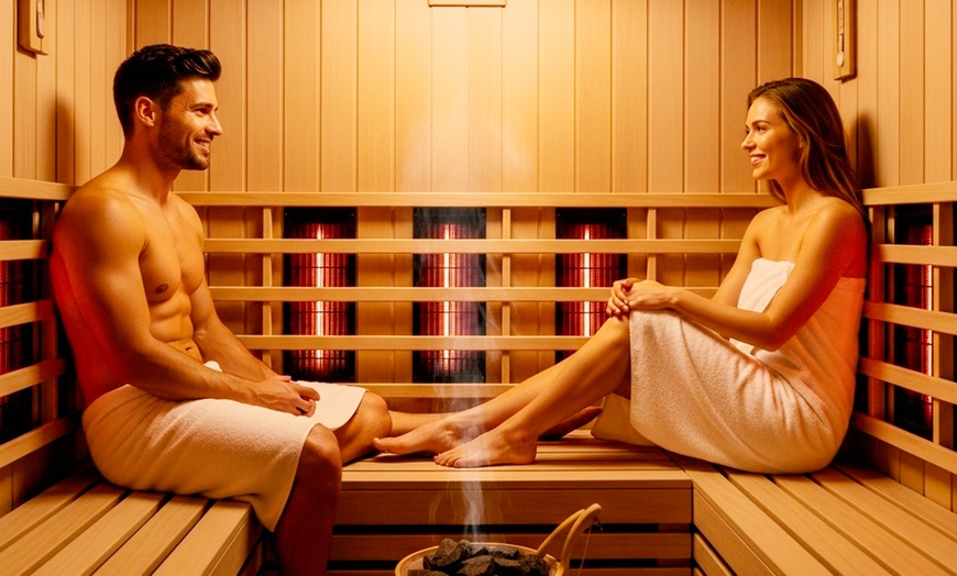 Image 1: 1, 2, 3, or 4 Sessions of Infrared Sauna, Salt Room, or Combo 