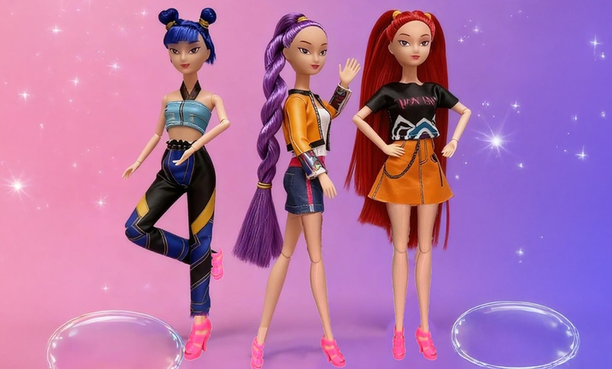 Image 1: 3-Piece Korean Pop Inspired Collectible Doll Set