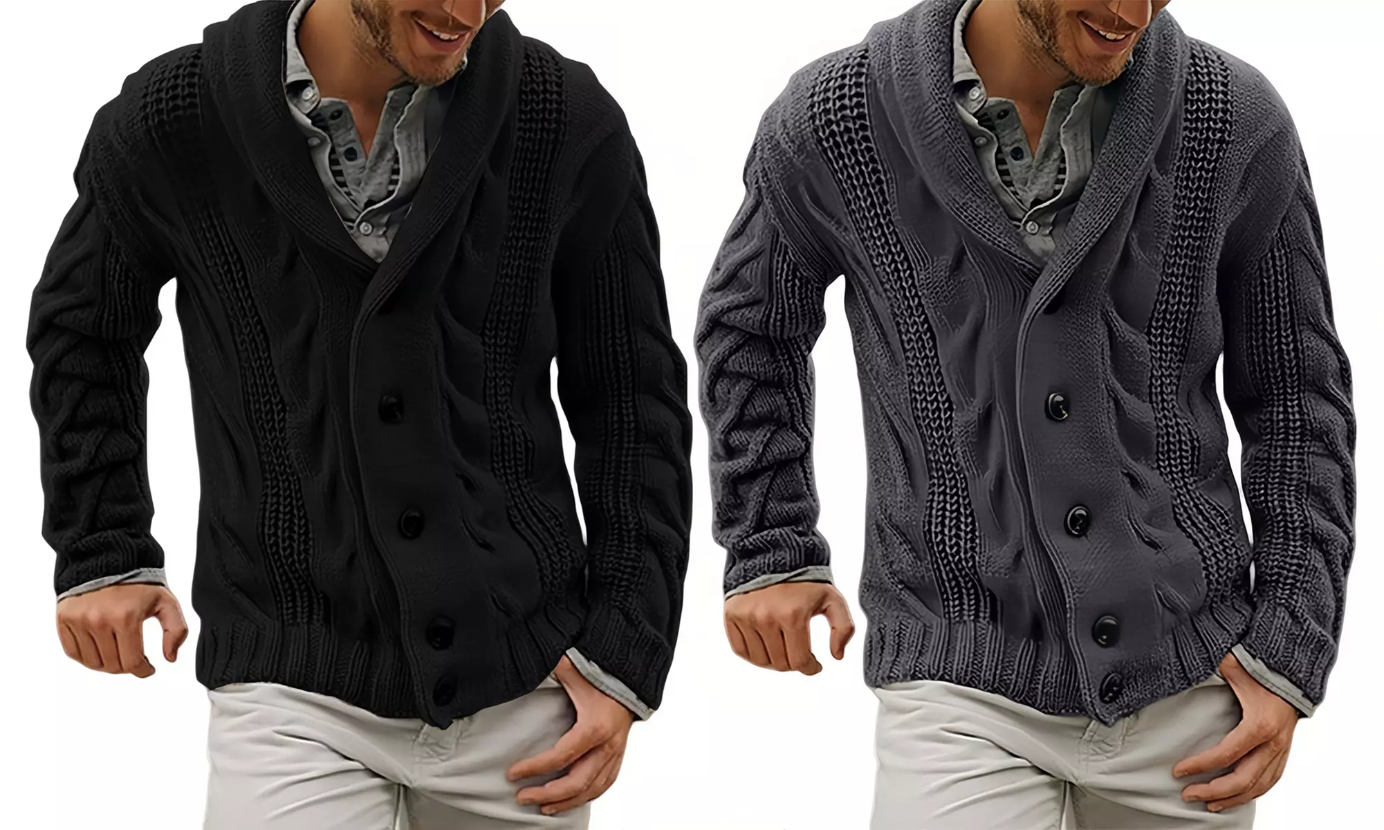 Pullover mit umgeschlagenem Kragen im Strickdesign