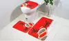 3pcs Christmas Toilet Seat Cover Rug Set Santa Claus Bathroom Mat Xmas Decor