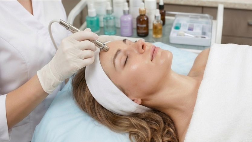 1 or 3 Microneedling Facial w/ RF Lifting or Serum & LED Light Therapy