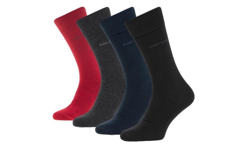 Image 1: 4 Pairs of Hugo Boss Men's Socks; Stylish Gift Set in Various Colours