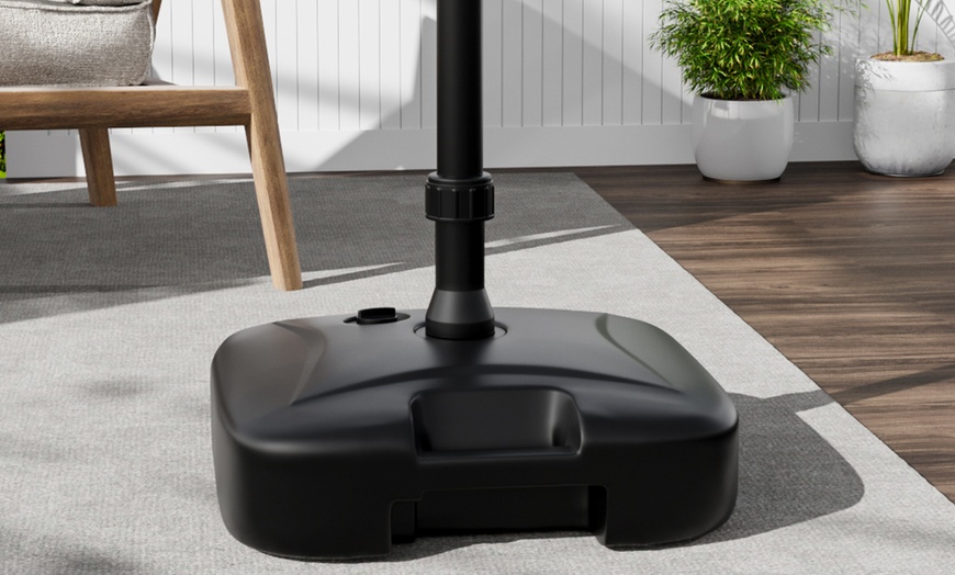 Image 21: Large 3m Black Rotating Outdoor Parasol with Multiple Base Styles