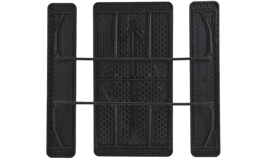 Image 3: Foldable Black Picnic Table and Bench Set