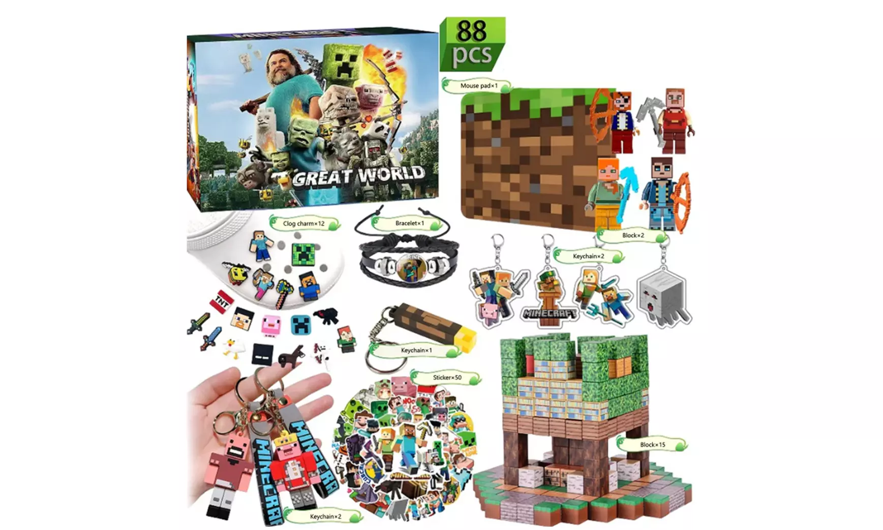 88- or 101-Piece 24-Day Minecraft Advent Calendar