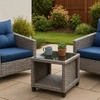Image 1: Three-Pieces Rattan-Effect Bistro Set with Glass Top Coffee Table