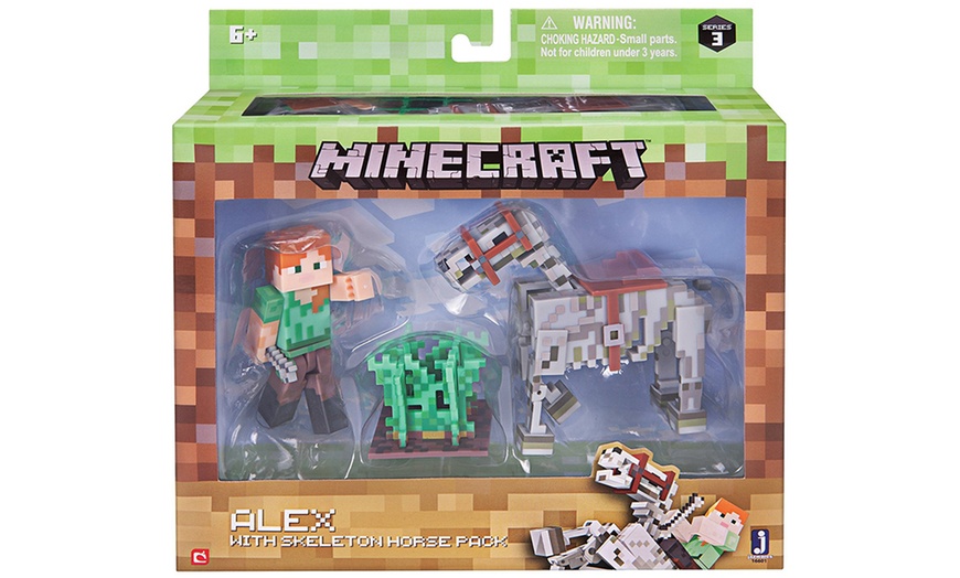 Image 1:  Minecraft Alex and Skeleton Horse