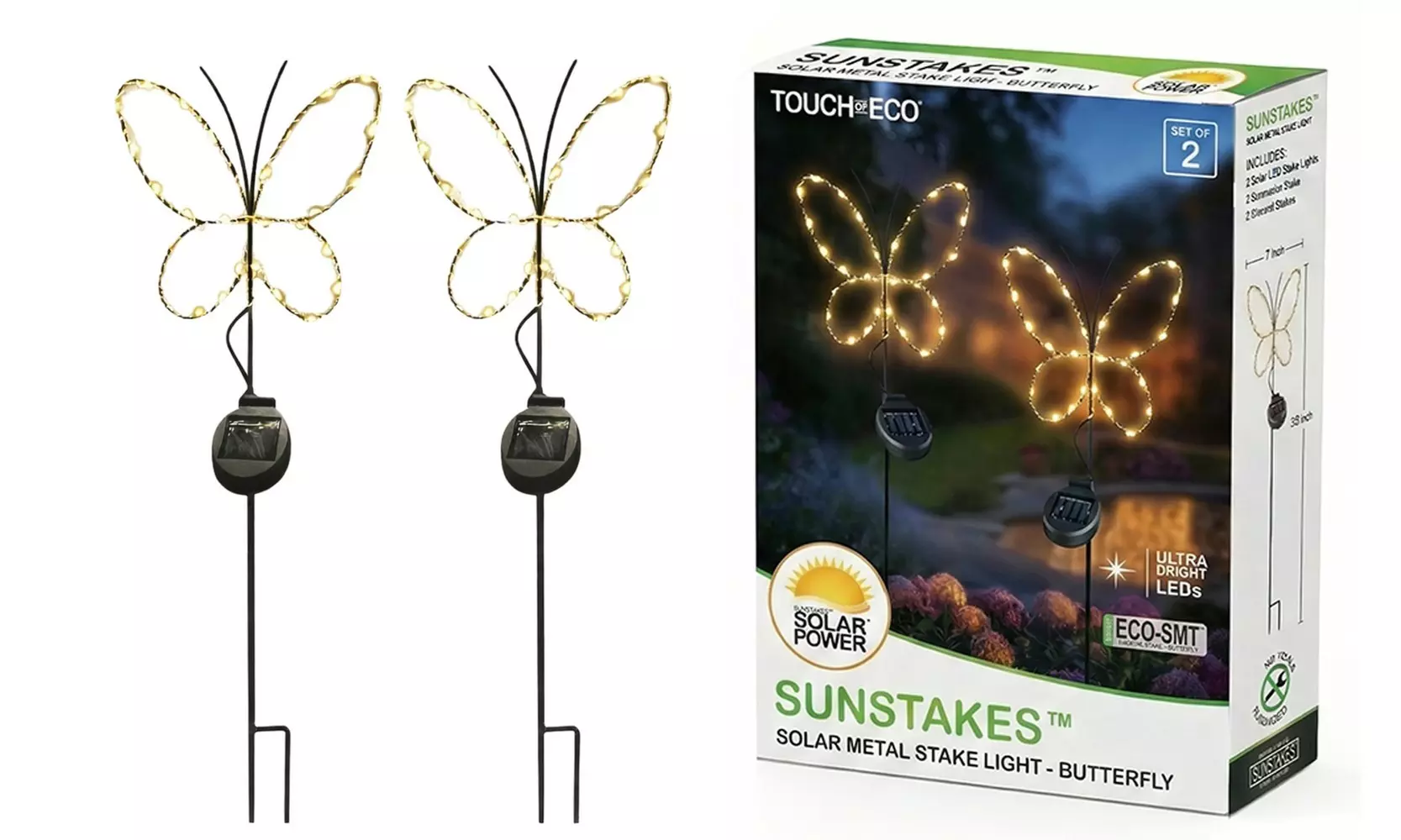 Outdoor Solar Powered LED Decorative Garden Stake Light (Set of 2) - 5 Options