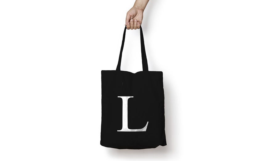 Image 13: Alphabet Letter Cotton Tote Bag