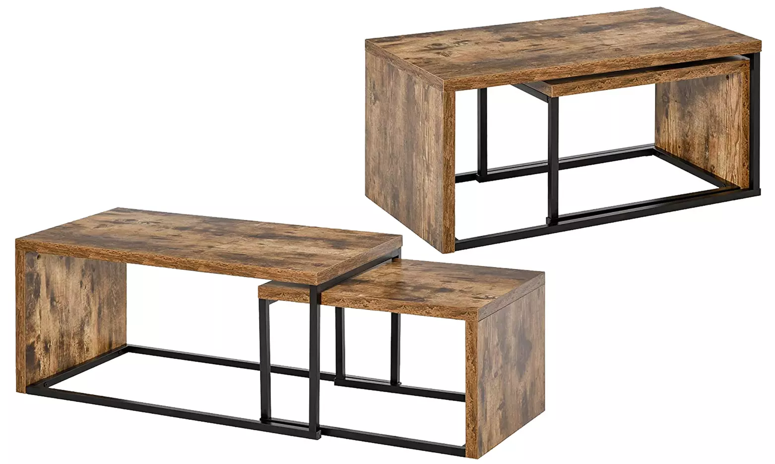 HomCom Set of Two Industrial-Style Coffee Tables