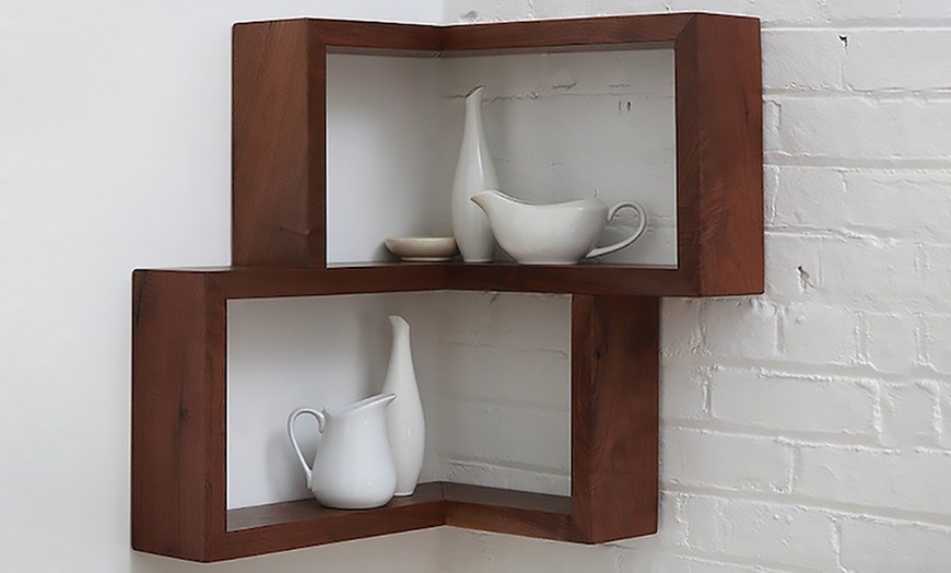 Image 4: Solid Wood Floating Bookshelves