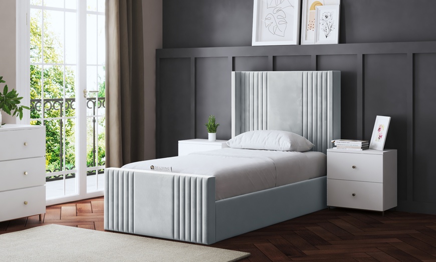 Image 13: DS Living Elara Winged Panel Bed With Ottoman Gas Lift