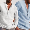 Image 1: Camicia casual con collo a V da uomo