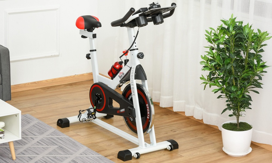 Image 21: HomCom Indoor Exercise Bike for Spin Classes or Low Impact Exercise