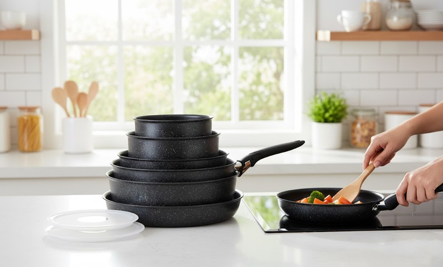 Image 7: Tefal Ingenio Authentic 10-Piece Pan Set - Stone Coating Cookware Set
