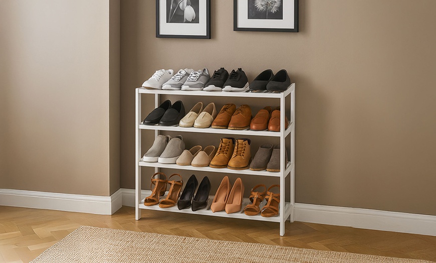 Image 4: Four-Tier Bamboo Shoe Rack