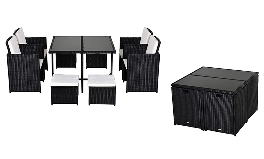 Image 15: 8 or 4 Seater Corner Rattan Garden Furniture Set with Table