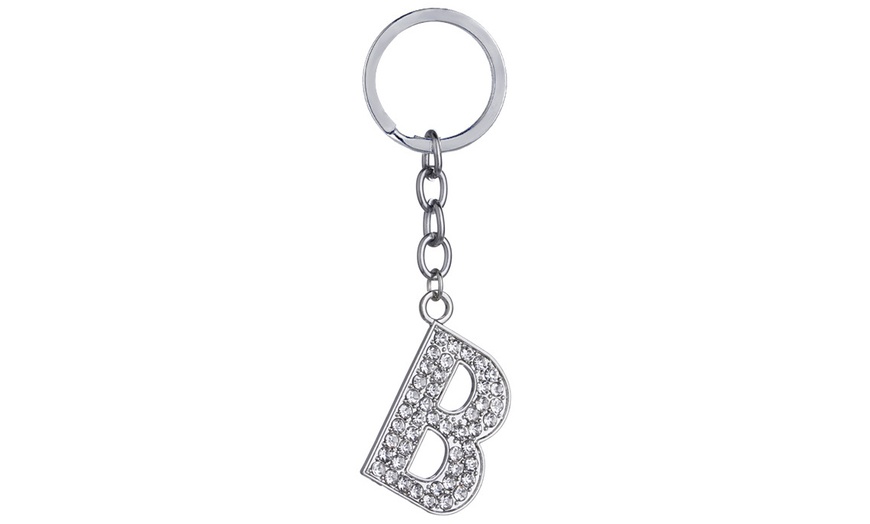 Image 3: Diamante Initial Letter Keychain