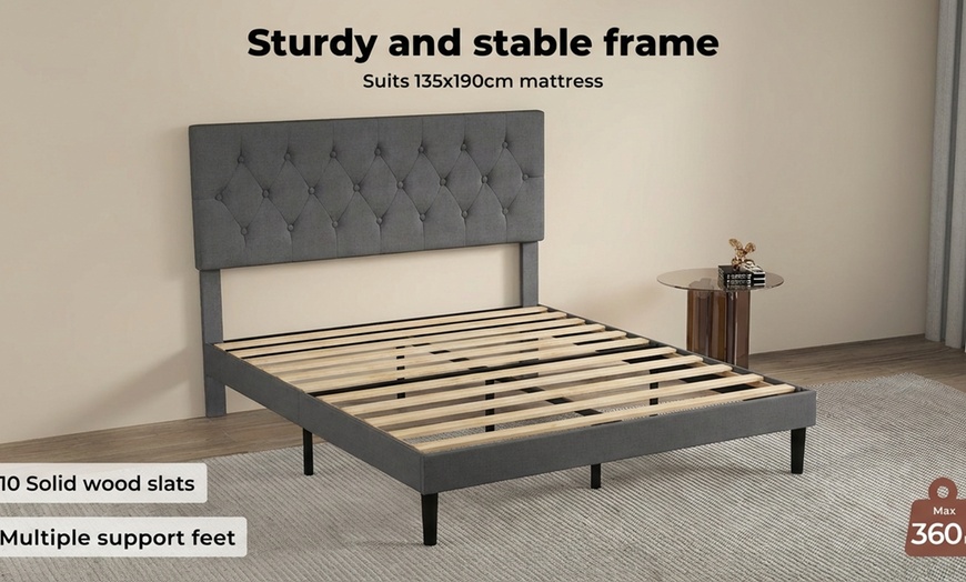 Image 15: Levede Minimalist Upholstered Bed Frame Collection
