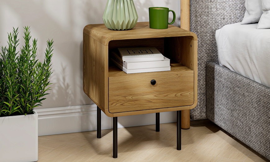 Image 6: HOMCOM Oak Bedside Table