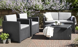 Keter Four Seater Rattan Effect Sofa Set with Storage Table