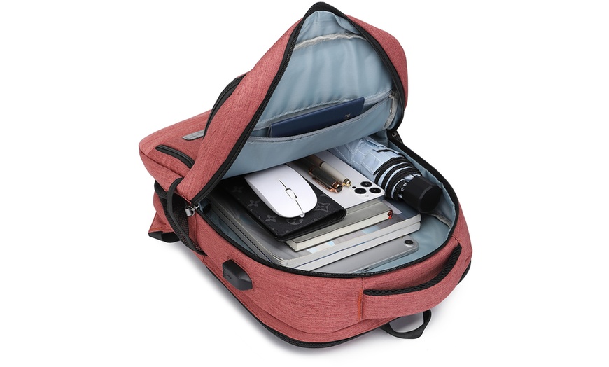 Image 29: KONO Travel Backpack Business Bag with USB Port and Laptop Compartment